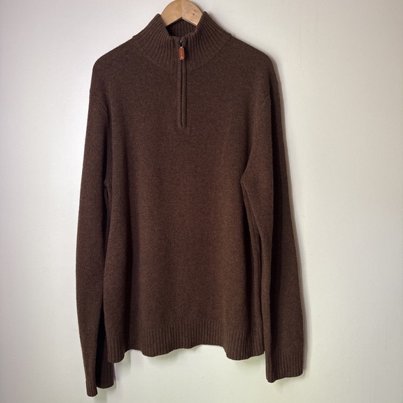 J. Crew Factory Other - J Crew Sweater Mens Size XLT Brown Lambswool 1/4 Zip Pullover Classic Neutral‎